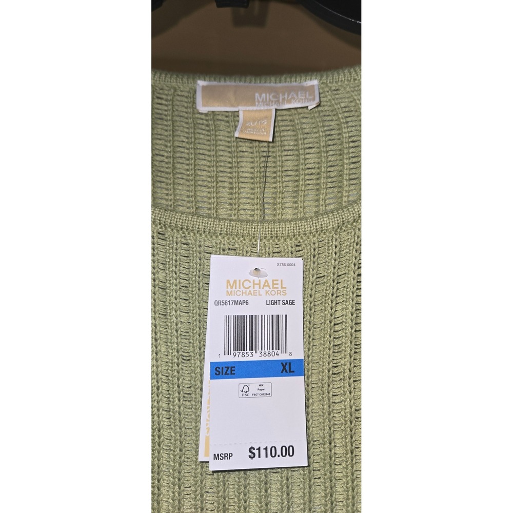 Michael Kors Light Sage Knit Sweater Women's XL Long Sleeve Lightweight - Picture 6 of 7